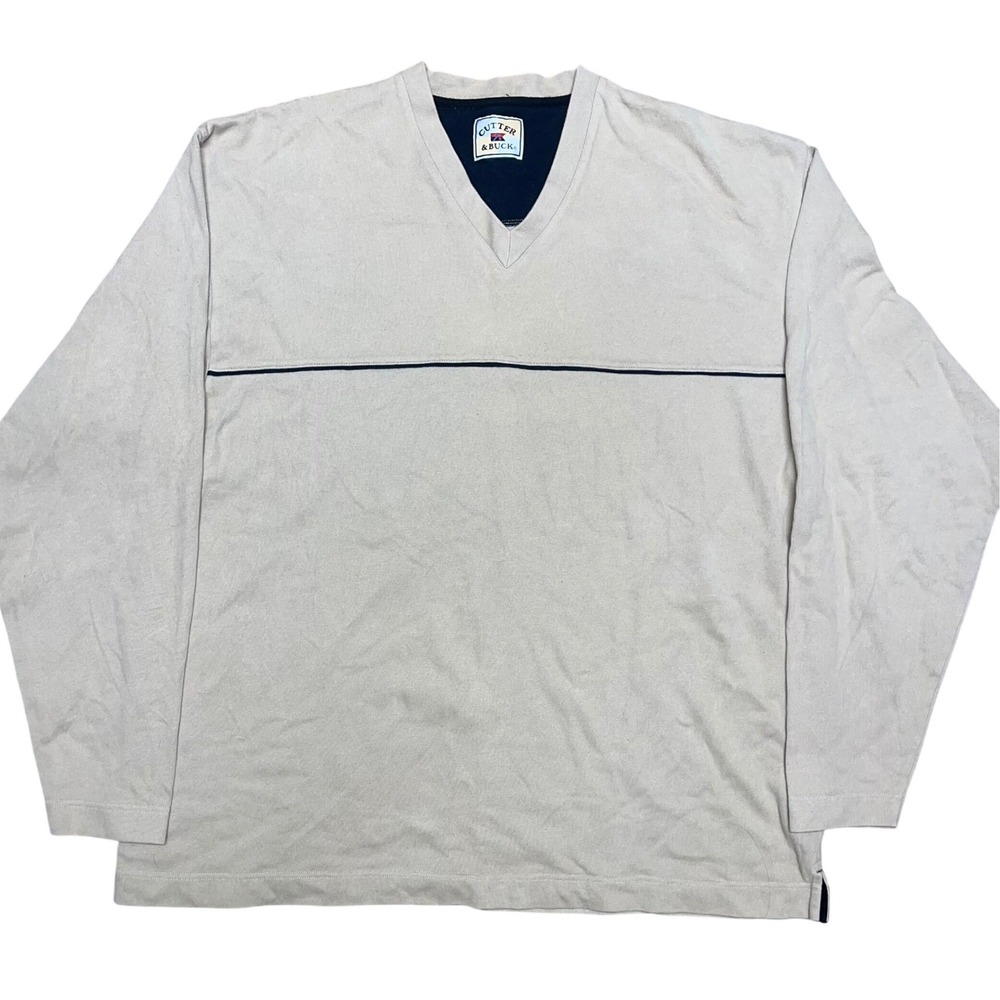 Cutter and Buck | Mens XL | Tan Long Sleeve V Neck | Golf Casual Pullover Shirt